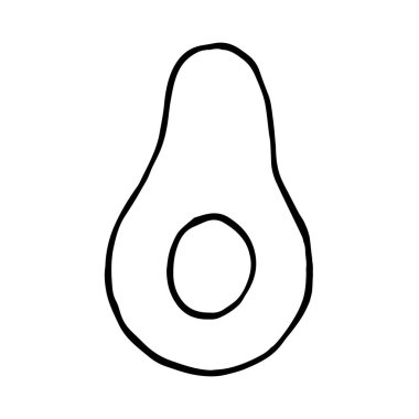 Elle çizilmiş vektör çizimi beyaz üzerine Avokado çizimi