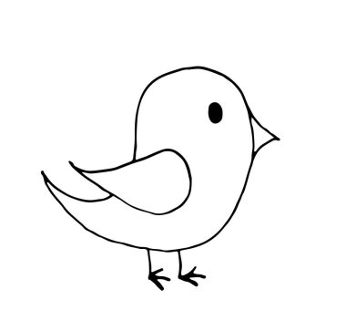 El çizimi karalama küçük kuş çizgi filmi, çizgi sanat.