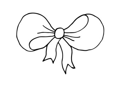 Elle çizilmiş doodle karikatür dekoratif şerit yay vektör çizim.