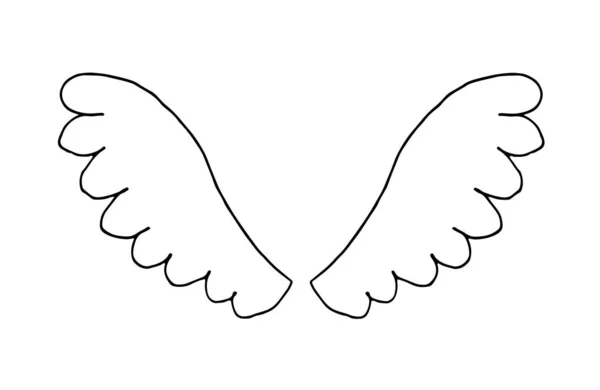 Handgezeichnete Doodle Engel Oder Vogelflügel Vektor Illustration — Stockvektor