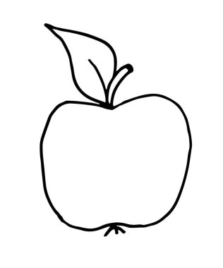 beyaz arkaplanda izole edilmiş elma vektör el çizimi.