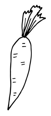 Sevimli izole vektör karalama el çizimi havuç çizimi.