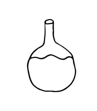 Vektör el çekilmiş şişesi anahat doodle simgesi. Baskı, web, mobil ve beyaz arka plan üzerinde izole infographics ne şişesi kroki örnek.