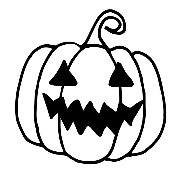 Halloween Pompoen Doodle Een Handgetekende Vector Doodle Illustratie Van Een — Stockvector