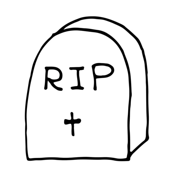 Doodle Tombstone Rip Hand Drawn Sketch Vector Illustration — Stock Vector