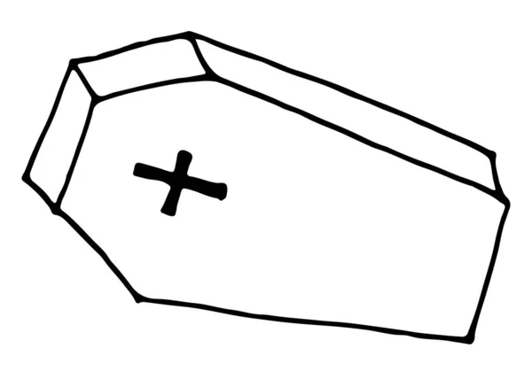 Гроб Каракулями Грудная Клетка Белом Фоне — стоковый вектор