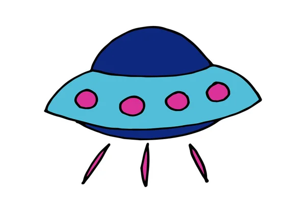 Dibujado Mano Doodle Vector Dibujo Animado Ufo Misterio Ilustración — Vector de stock