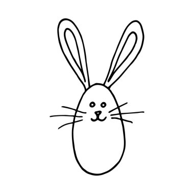 Karikatür karikatüründe tavşan kulaklı Paskalya yumurtası. Paskalya için el çizimi tarzı. vektör illüstrasyonu