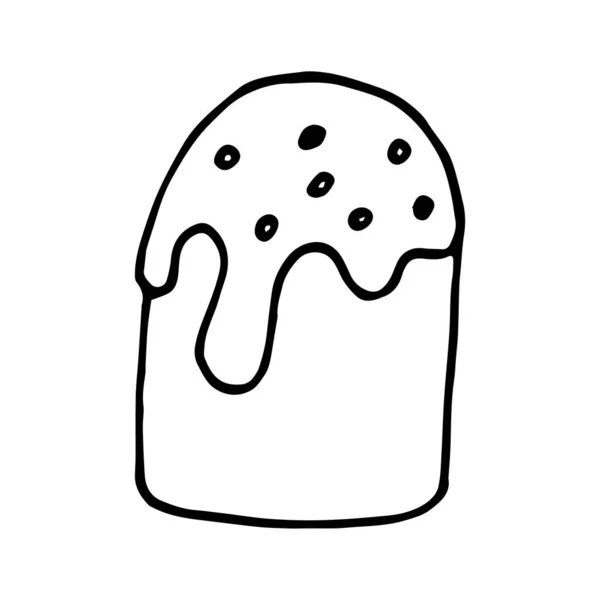 Hand Drawn Cartoon Easter Cake Bread Doodle Vector Sketch Illustration — Stock Vector