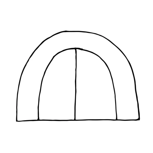 Векторный Карикатурный Рисунок Ручной Работы Скетч Кемпинг Элемент Дизайна Палатки — стоковый вектор
