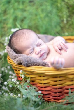 Asyalı yeni doğmuş. Sevimli çocuk ve ebeveynin küçük çocuğu..