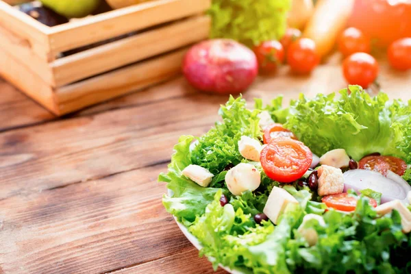 Mescolare Insalata Sano Verdure Biologiche Fresche Cucinare Alimenti Dietetici — Foto Stock