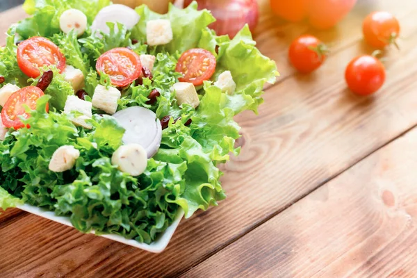 Mescolare Insalata Sano Verdure Biologiche Fresche Cucinare Alimenti Dietetici — Foto Stock