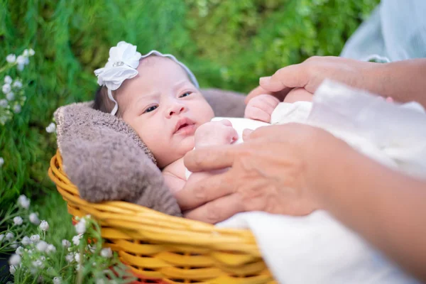 Recém Nascido Asiático Criança Adorável Filhinho Pai Mãe Com Bebé — Fotografia de Stock