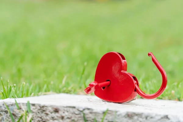バレンタインデーとハート型の南京錠と愛の概念 甘い鍵とロマンスのシンボル — ストック写真