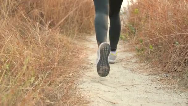 Slow Motion Atleet Vrouw Loopt Alleen Aziatische Vrouwelijke Hardloper Uithoudingstraining — Stockvideo