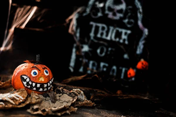 Feliz Conceito Halloween Truque Deleite Temporada Outono Símbolo Assustador Escuro — Fotografia de Stock