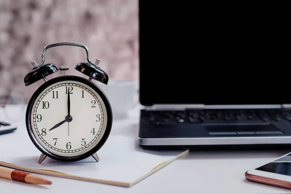 Las Punto Tiempo Para Trabajar Negocios Concet Fondo Negro Espacio — Foto de Stock