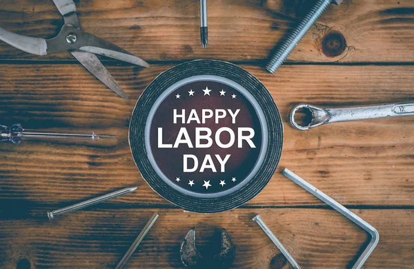 Happy Labor Day Concetto Sfondo Ingegnere Strumenti Lavoro Giorni Festivi — Foto Stock