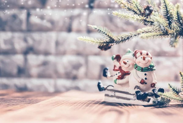 Glædelig Jul Godt Nytår Vintersæson Ferie Med Juletræ Dekoration - Stock-foto