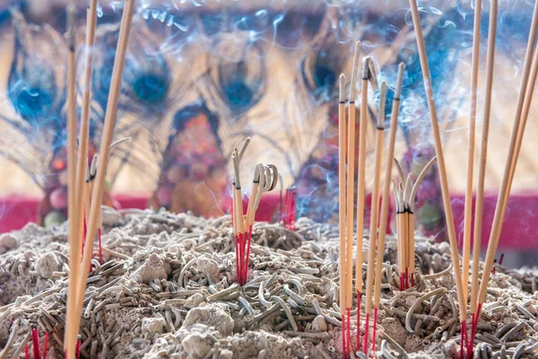 Tömjén Rúd Fizetni Hódolat Kínai Újévi Áldás Templomban — Stock Fotó