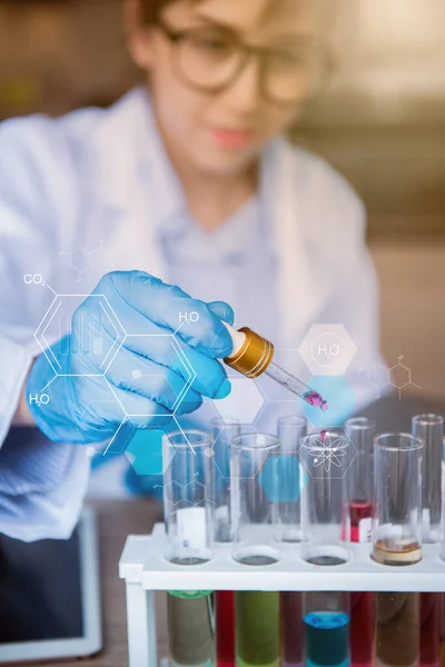 Científico Que Trabaja Ciencia Química Para Salud Doctor Pruebas Rotaciones — Foto de Stock