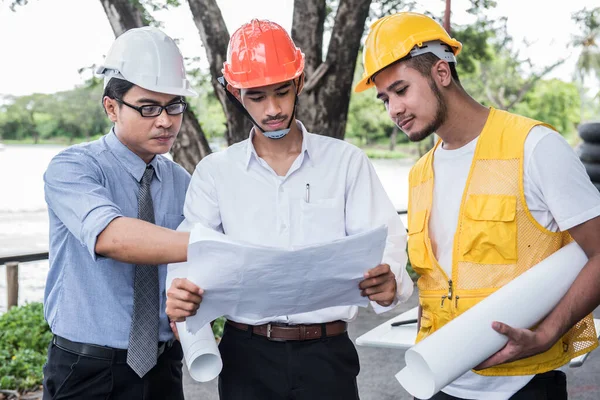 Engineers Teamwork Meeting Successful Project Construction — Stock Photo, Image