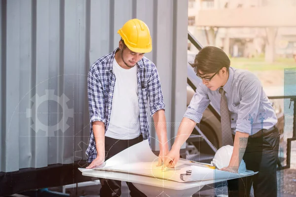 Engineers Teamwork Meeting Successful Project Construction — Stock Photo, Image