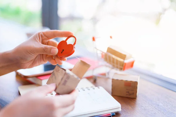 Jongedame Ondernemer Controleren Product Voor Verkoop Online Startup Mkb Bedrijf — Stockfoto