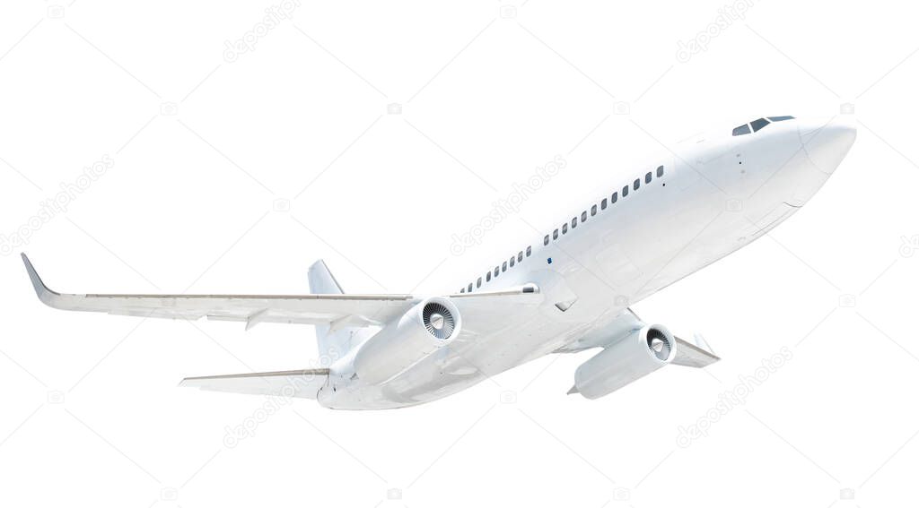 Airplane isolated on white background. Clipping Path and cutout. Travel and Transport.