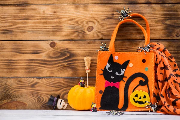 Happy Halloween Dengan Permen Dan Labu Untuk Pesta Trick Treat — Stok Foto