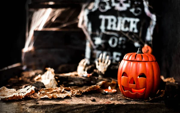 Mutlu Cadılar Bayramı Konsepti Sonbahar Sezonunda Şeker Şaka Geceleri Korkunç — Stok fotoğraf