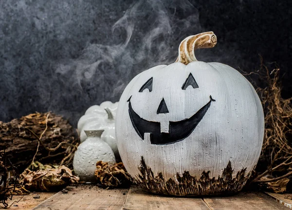 Zbliżenie Strzał Halloween Dynie Ciemnym Tle — Zdjęcie stockowe