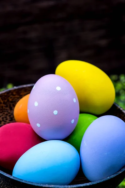 Close Ovos Páscoa Tigela Para Celebração Páscoa Conceito Fundo — Fotografia de Stock