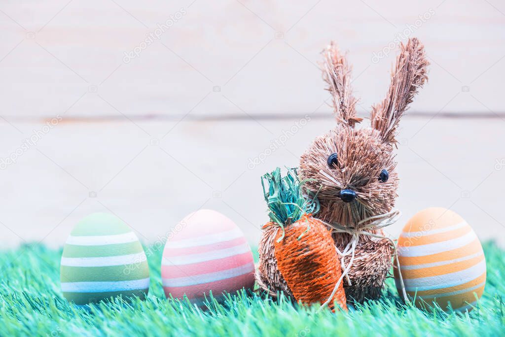 Happy Easter concept, colorful Easter eggs for celebrative background