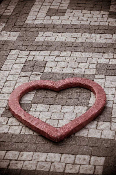 Крупный План Формы Сердца Галечной Площади Концепция Дня Святого Валентина — стоковое фото