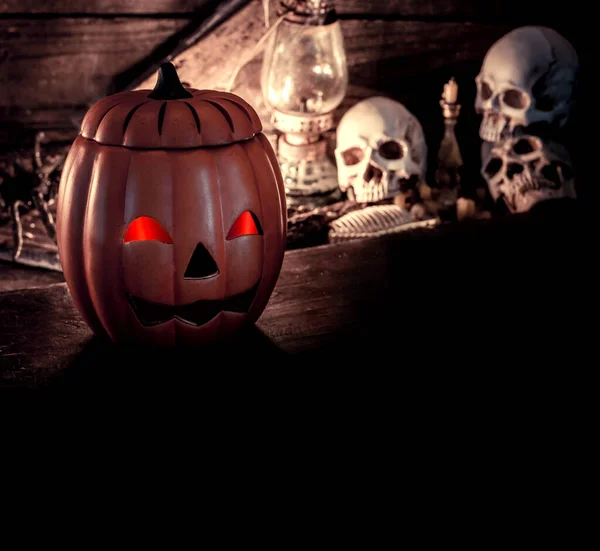 Zbliżenie Strzał Halloween Dyni Tle — Zdjęcie stockowe