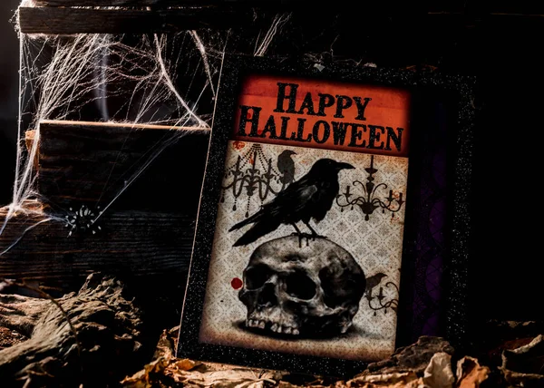 Gelukkig Halloween Concept Snoep Leven Het Najaar Eng Boo Symbool — Stockfoto