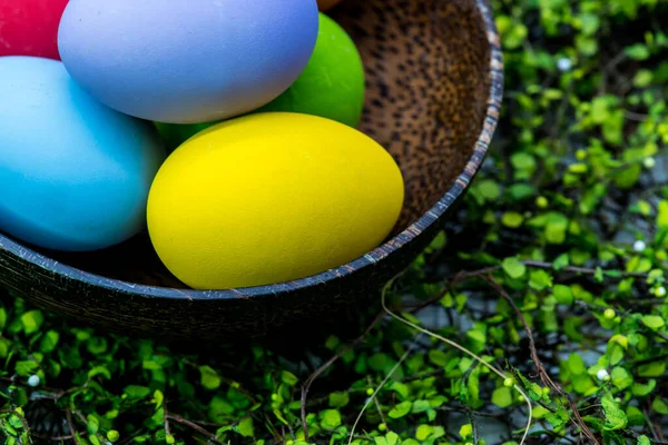 Close Ovos Páscoa Para Fundo Conceito Celebração Páscoa — Fotografia de Stock