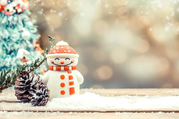 Vrolijk Kerstfeest Gelukkig Nieuwjaar Winterseizoen Met Sneeuw Decoratie — Stockfoto