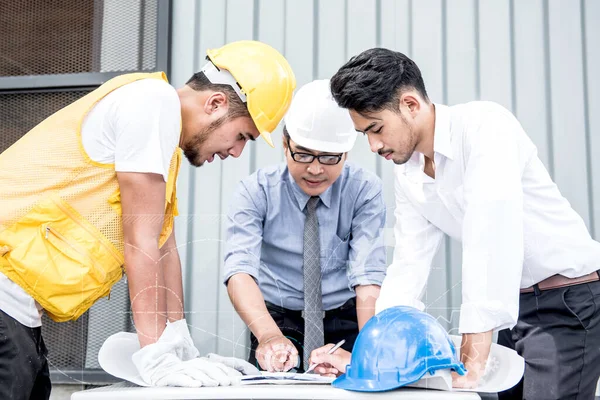 Engineers Teamwork Meeting Successful Project Construction — Stock Photo, Image