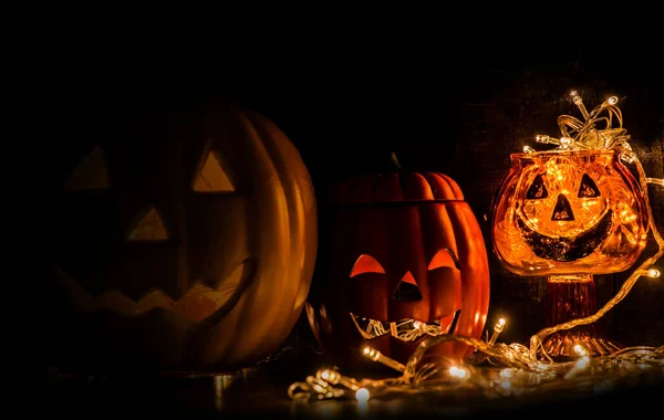 Halloween Dekoracji Strony Ciemnej Nocy — Zdjęcie stockowe