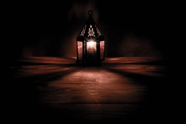 Арабський Ліхтар Свічкою Вночі Ісламських Свят Мусульманський Святий Місяць Рамадан — стокове фото