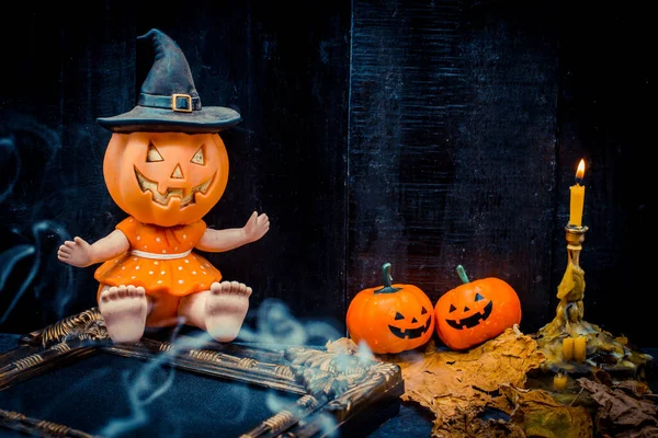 Halloween Miejsca Kopiowania Dyni — Zdjęcie stockowe