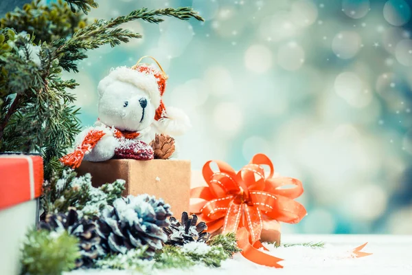 Veselé Vánoce Šťastný Nový Rok Zimní Sezóna Dekorace — Stock fotografie