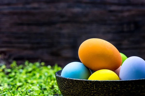 Primer Plano Huevos Pascua Para Celebración Pascua Concepto Fondo —  Fotos de Stock