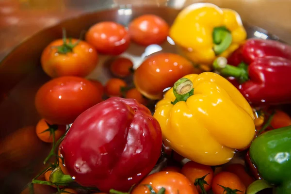 Tiro Colorido Legumes Orgânicos Frescos Para Cozinhar Alimentos Dietéticos Colheita — Fotografia de Stock