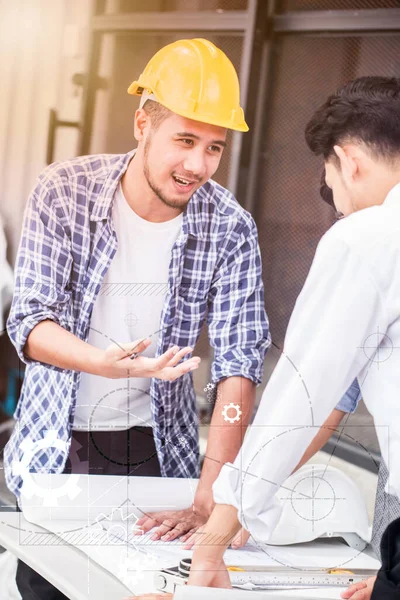 Engineers Teamwork Meeting Successful Project Construction — Stock Photo, Image