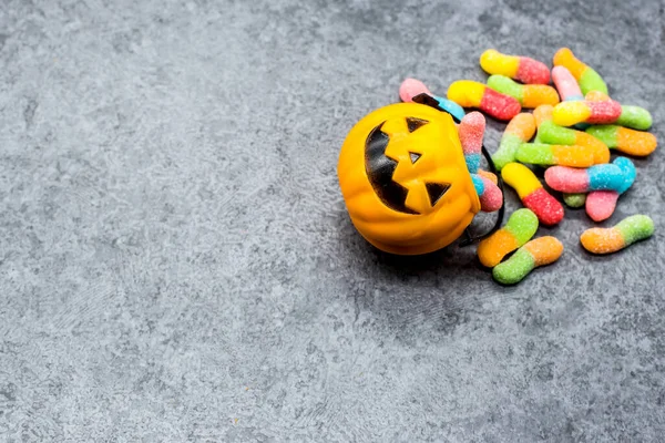 Halloween Abóbora Truque Tratar Conceito Com Doces Doces — Fotografia de Stock