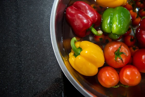 Tiro Colorido Legumes Orgânicos Frescos Para Cozinhar Alimentos Dietéticos Colheita — Fotografia de Stock